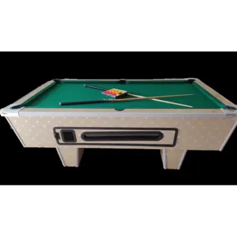 pool table with stone slate brown strips and green cloth - 3