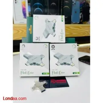 Green Lion 4-in-1 USB Flash Drive 64GB - Silver
